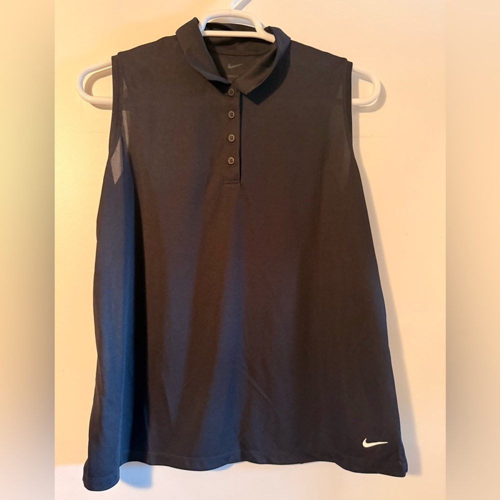 Nike Women's Black Sleeveless Polo Top